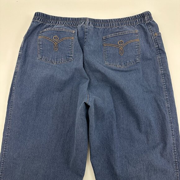 Cathy Daniels Pull On Straight Slit Hem Women's size L Dark Blue Denim jeans - Picture 5 of 5